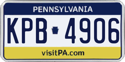 PA license plate KPB4906