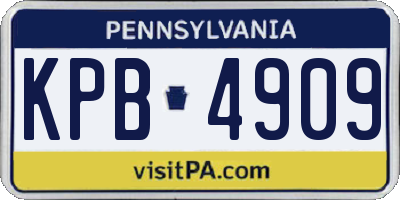 PA license plate KPB4909