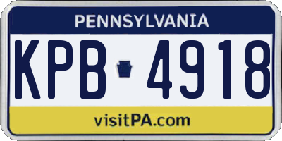 PA license plate KPB4918