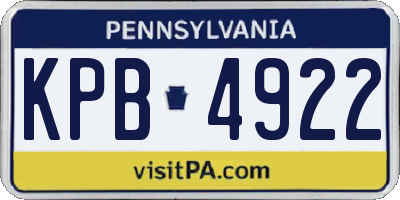 PA license plate KPB4922