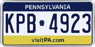 PA license plate KPB4923