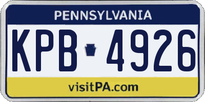 PA license plate KPB4926