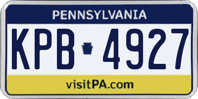 PA license plate KPB4927