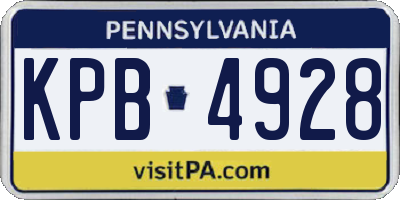 PA license plate KPB4928