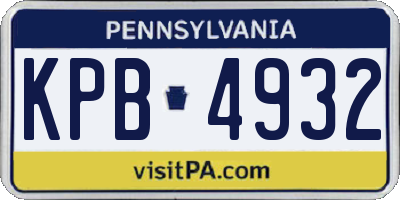 PA license plate KPB4932