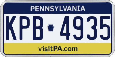 PA license plate KPB4935