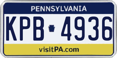 PA license plate KPB4936