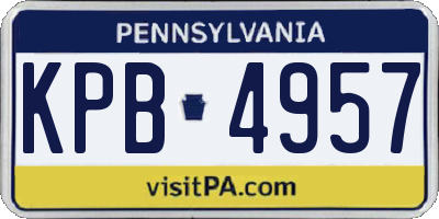 PA license plate KPB4957