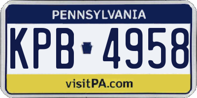 PA license plate KPB4958