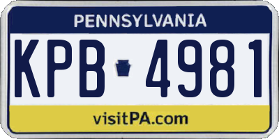 PA license plate KPB4981