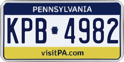 PA license plate KPB4982