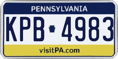 PA license plate KPB4983