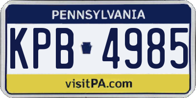 PA license plate KPB4985