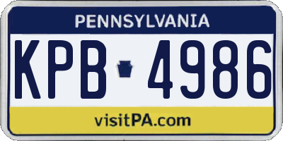 PA license plate KPB4986