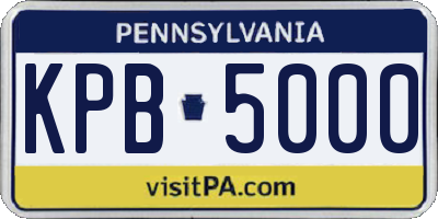 PA license plate KPB5000