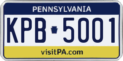 PA license plate KPB5001