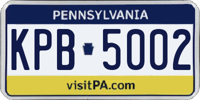 PA license plate KPB5002