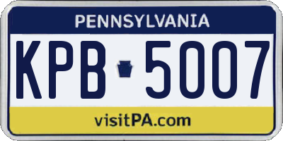 PA license plate KPB5007