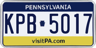 PA license plate KPB5017