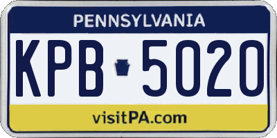PA license plate KPB5020