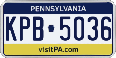 PA license plate KPB5036