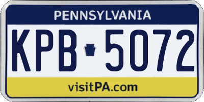 PA license plate KPB5072