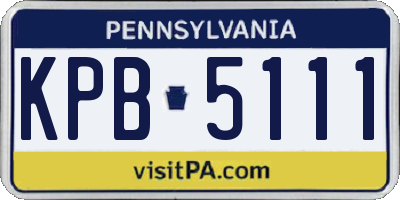 PA license plate KPB5111