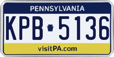 PA license plate KPB5136