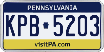 PA license plate KPB5203