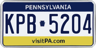PA license plate KPB5204
