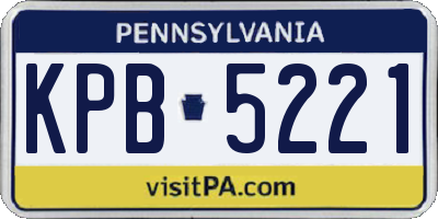 PA license plate KPB5221