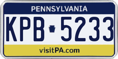 PA license plate KPB5233