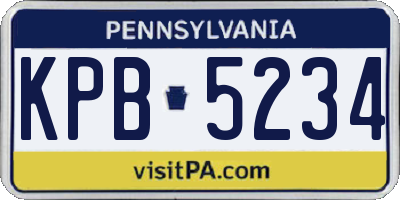PA license plate KPB5234