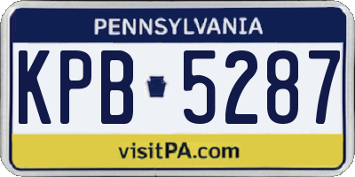 PA license plate KPB5287