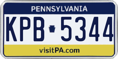 PA license plate KPB5344