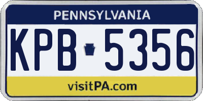 PA license plate KPB5356