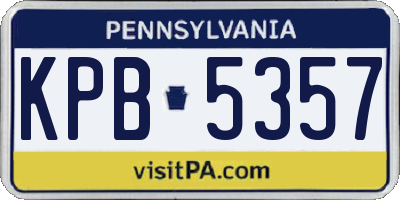 PA license plate KPB5357