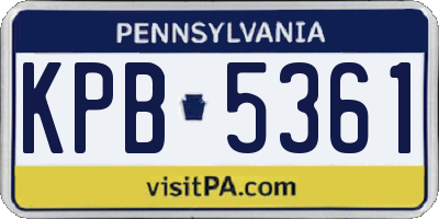 PA license plate KPB5361