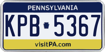 PA license plate KPB5367