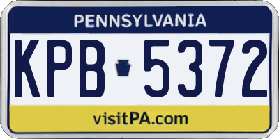 PA license plate KPB5372