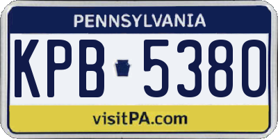 PA license plate KPB5380