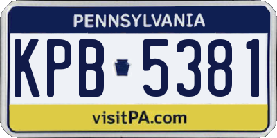 PA license plate KPB5381