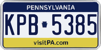 PA license plate KPB5385