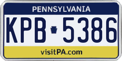 PA license plate KPB5386