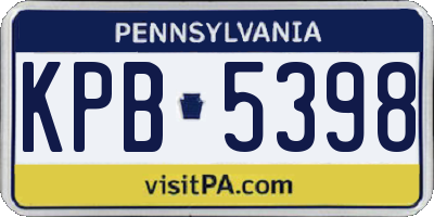 PA license plate KPB5398