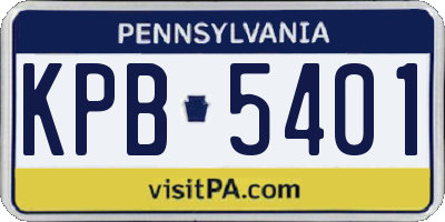 PA license plate KPB5401