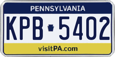 PA license plate KPB5402