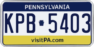PA license plate KPB5403