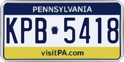 PA license plate KPB5418