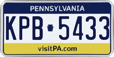 PA license plate KPB5433